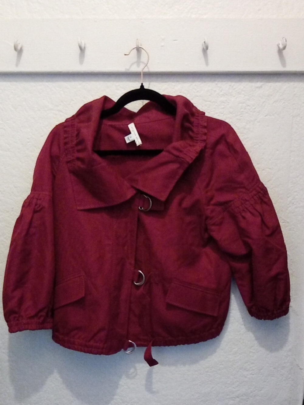 Women’s Burgundy Raincoat with D-Ring Closures